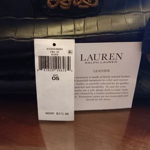 Ralph Lauren Black Leather Purse Strap 35 in bag is 15x11x5